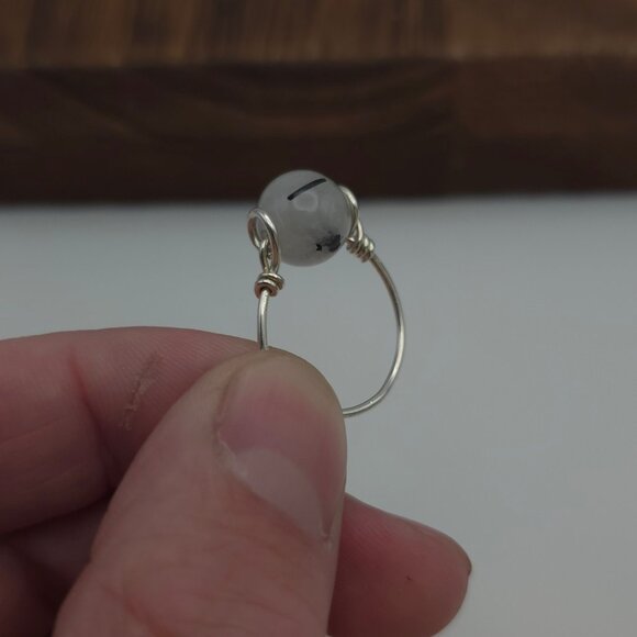 Size 6 Sterling Silver Handmade Spinning Rutilated Quartz Ring A399 - Picture 3 of 6